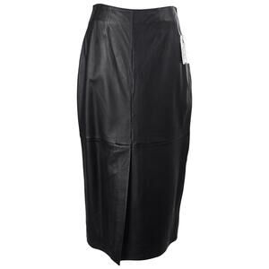 NWT RANDOLPH DUKE Vtg Women Skirt 6 Black Leather Maxi Front Slit Lined Back Zip